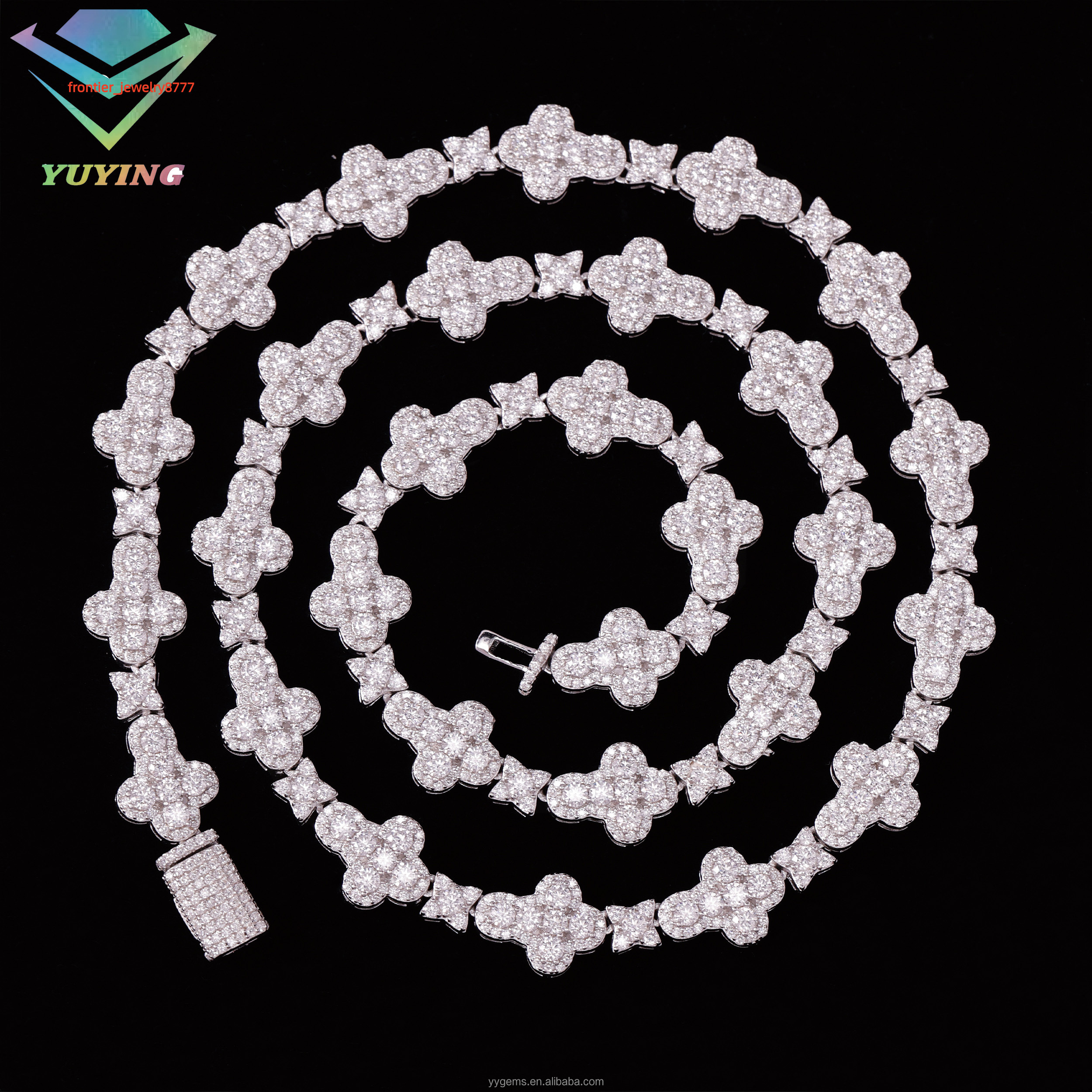 Luxury Rapper Jewelry Set 14mm Moissanite Necklace Diamond Iced GRA Certificate Drop Shipping Miami Tennis Chain