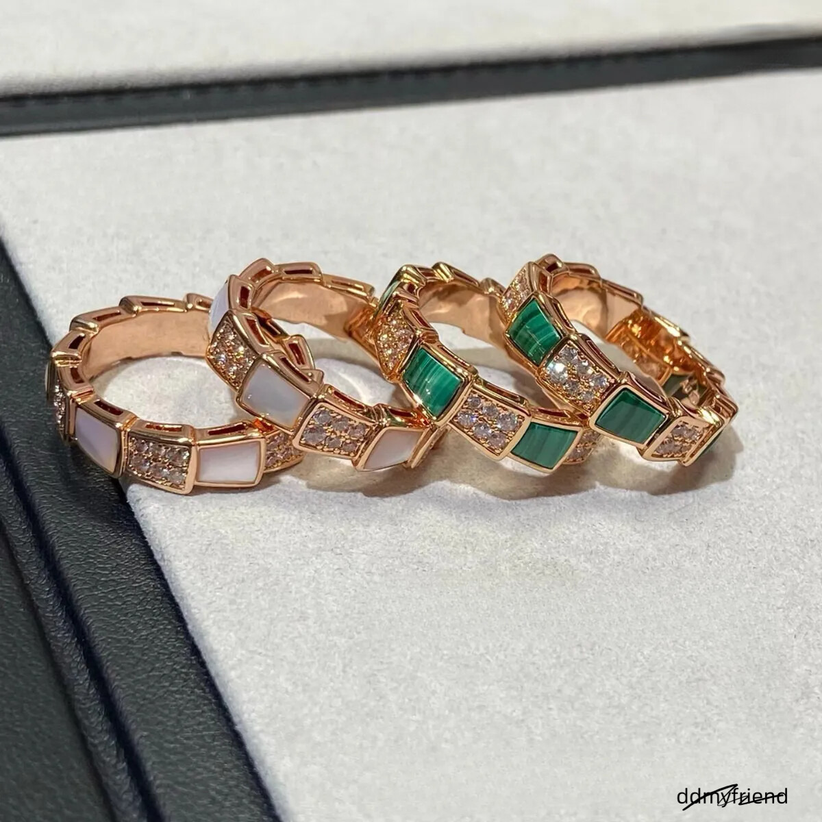 Snake Bone For Women White Mother-Inlaid Dia Wide V Snake-Shaped Narrow Version Ring High Plate Rose Gold Manufacturer Fast Shipping ddmyfriend