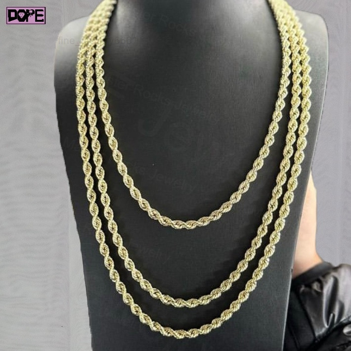 High Quality Moissanite Chain Customized Trend 4mm 6mm 7mm Rope Chain Hiphop 925 Silver Moissanite Rope Chain for Men