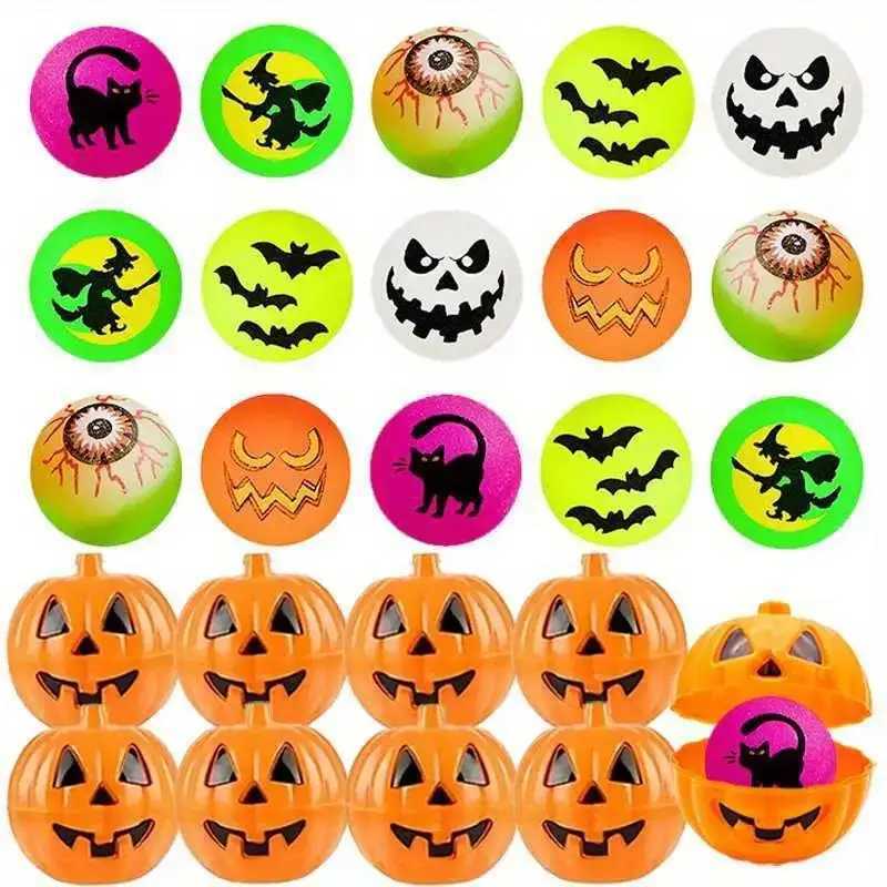2040Pcs Halloween Party Kids Gift Plastic Pumpkin Boxes with Glow in The Dark Bouncy Balls Trick or Treat Favors Goodie Fillers C250919