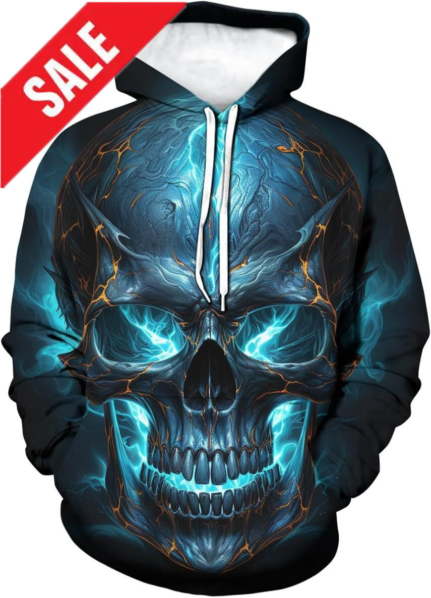 Halloween Hoodie for Mens Skull Hoodie For Men 3D Print Novelty Graphic Hoodies Fashion Sweatshirts Graphic Pullover Long Sleeve 2025