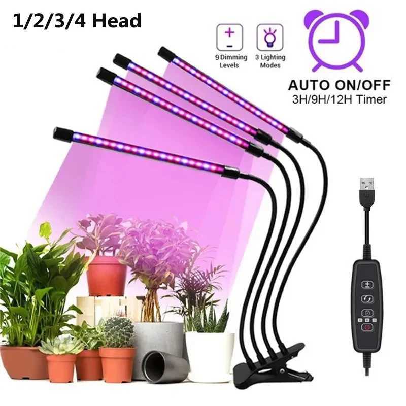 1234 Head LED Plant Grow Light With Clipon Plant Light 3 Light Color Switching USB Timable Dimming Full Spectrum Grow Lamp C250919