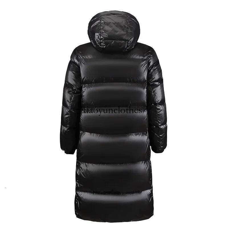 Men's Winter Hooded Jacket High-end Black Gold Glossy Ultra Light White Duck Down fashion Long Couple Warm Padded Coat