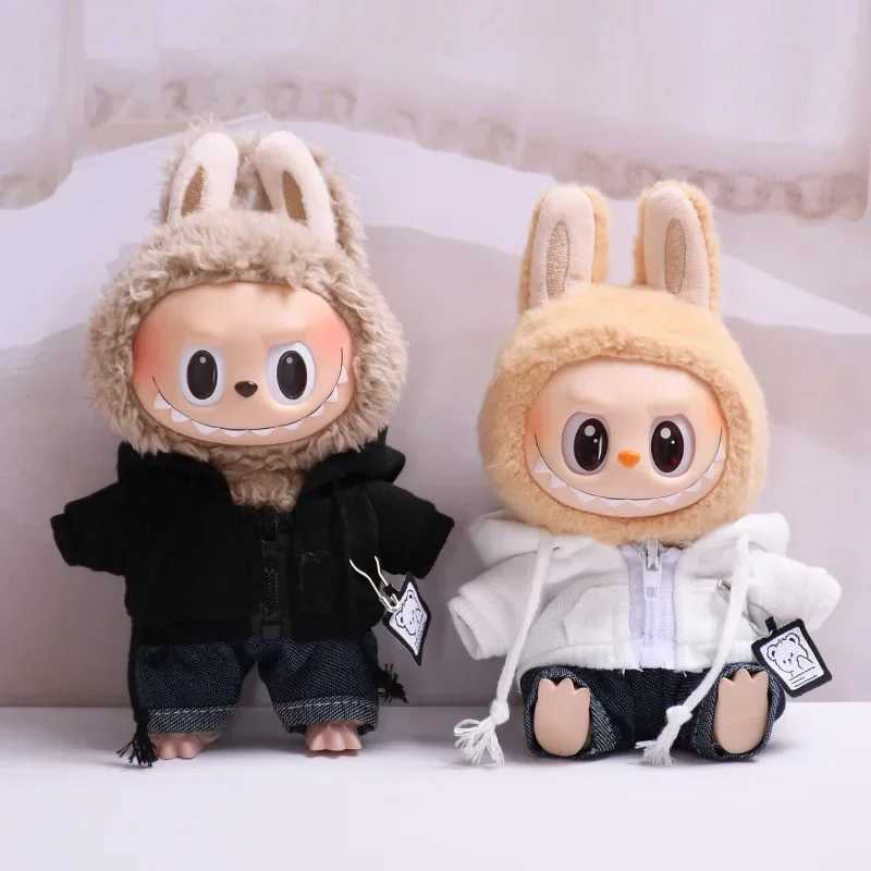 17cm Labubu Dolls Clothing Cute Mini Plush Dolls Clothes Outfit Accessories For The Monster Hooded Sweatshirt Set FE01Z C250919