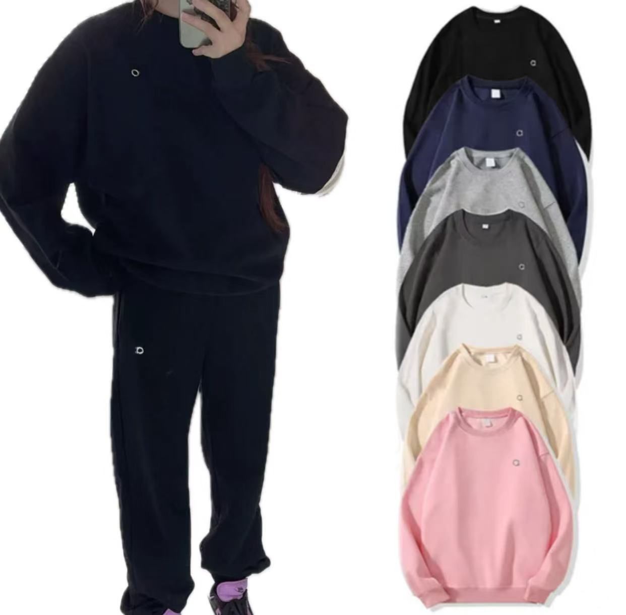 New Yoga Outfit Womens Perfectly Oversized Sweatshirts Sweater Loose Long Sleeve shorts sleeves Crop Top Fitness Workout Crew Neck Blouse Gym Ladies Womens Hoodies