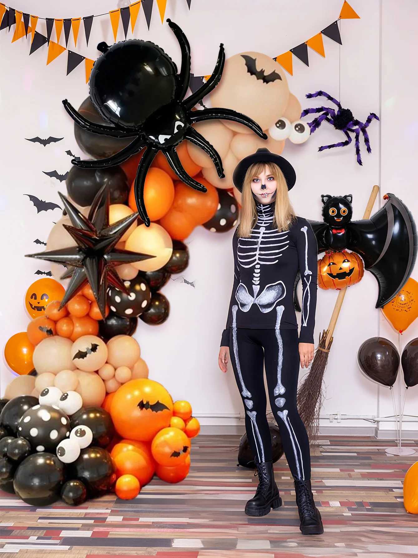 88pcs orange and black horror Halloween arch balloons suitable for Halloween party horror theme haunted house birthday C250919