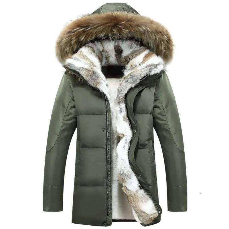Mens Fur Collar Warm Fleece Lined Down Jackets Coats Men Hooded Coat Waterproof Puffer Warmth Winter Jacket