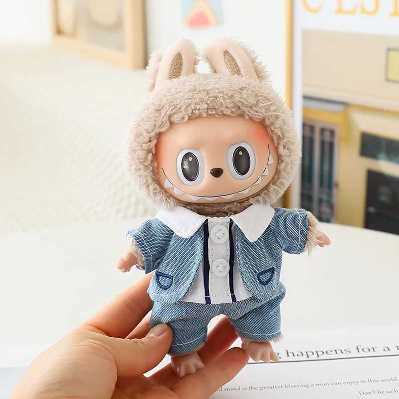 17cm Plush Dolls Clothes The Monster for Labubu Outfit Accessories Clothing DIY Kids Gift Boys Suit Jacket Tshirt 3 Pcs Set C250919