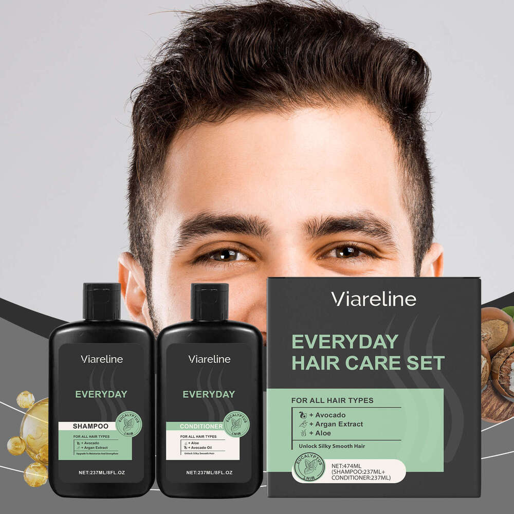 Viareline Men's Set Gentle Cleansing Moisturizing Smoothing Shiny Daily Hair Care