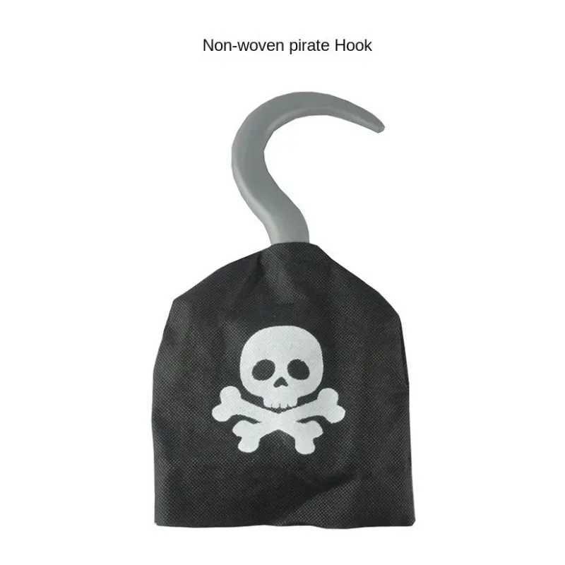 Kids Pirate Costume Black Vest with Eyeshade Hat Pirate Hook and Bag Set for Children Boy Halloween Theme Party Cosplay Dress Up L250918