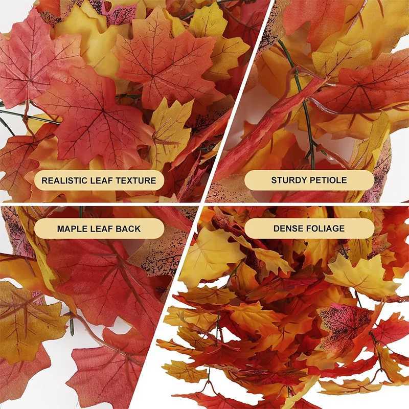 1Pcs Artificial Maple Leaf Garland 75cm Fake Plant Leaves for Home Decor Garden Halloween Thanksgiving Decoration Accessories C250919