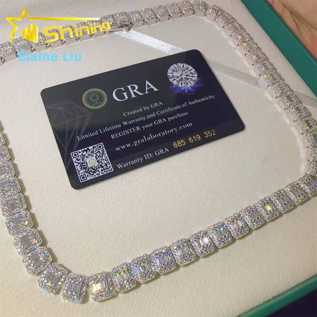 8mm Iced Out VVS Moissanite Diamond Sterling Silver 925 Miami Cuban Link Chain Necklace Moissanite Hip Hop Jewelry