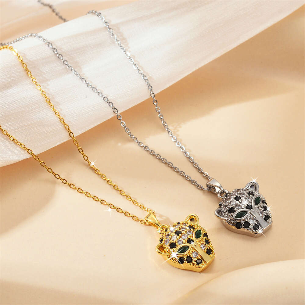 Fashion Trendy Leopard Pendant Collarbone Chain Women's Hip Hop Cheetah Necklace Accessories