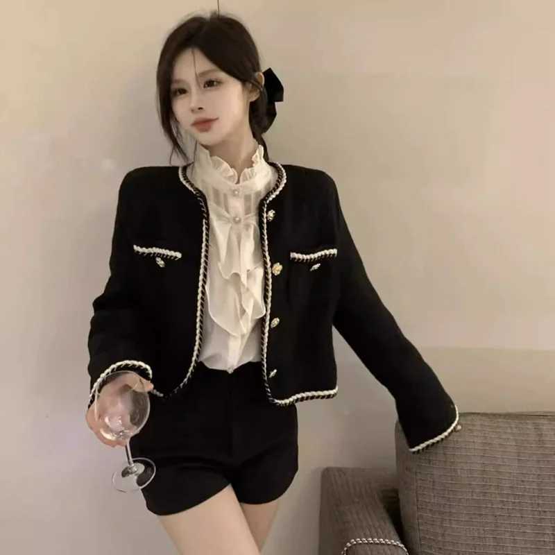 Smvp 2024 Autumn Winter New Elegant Black Coat Women Korean Thicken Warm Single Breasted Blazer Casual Short Outerwear Tops Lady Z250918