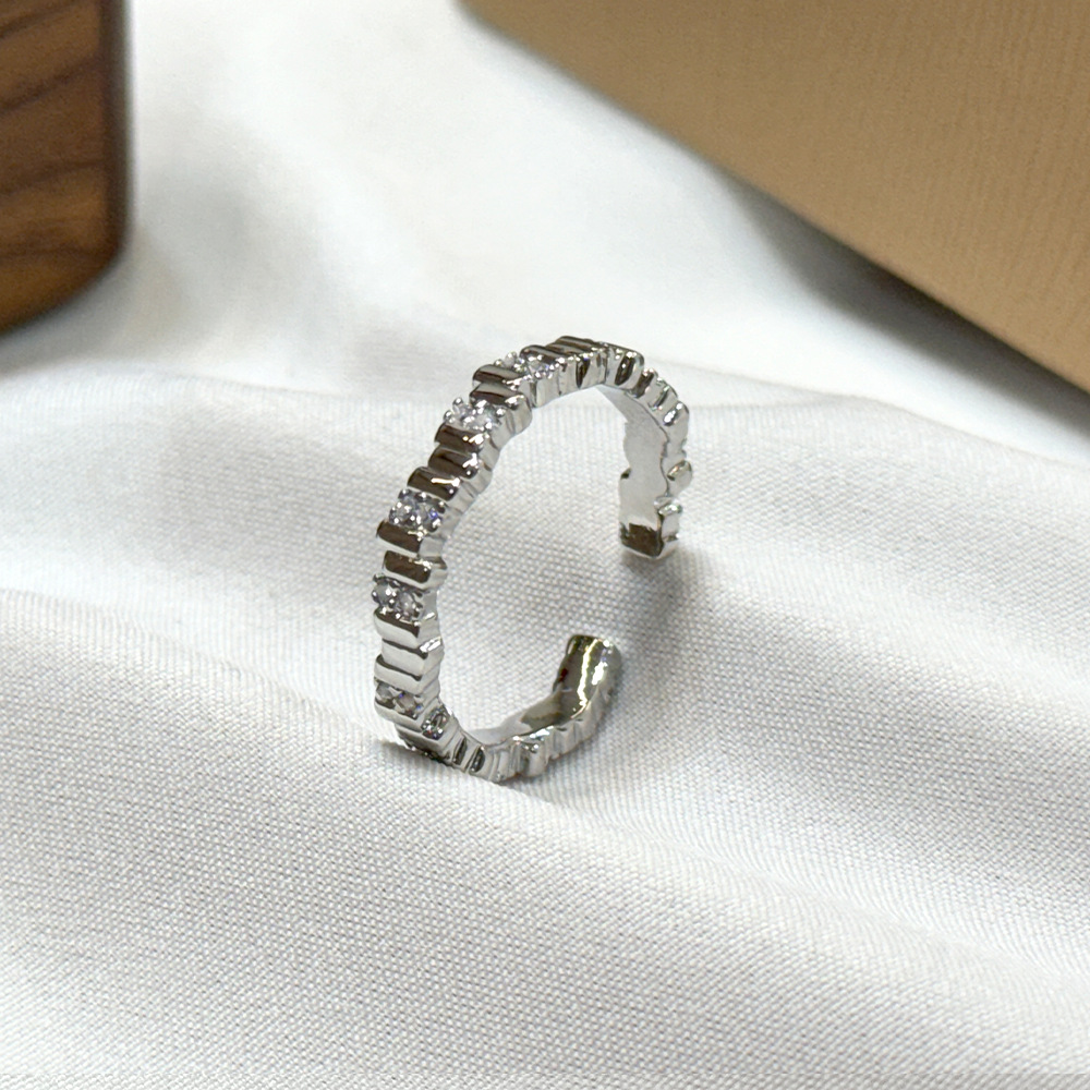 Gold - Toned Geometric Block Open Cuff Ring With Crystal Accents Delicate Daily & Chic Jewelry Gift For Her High - Quality And Stylish Accessory