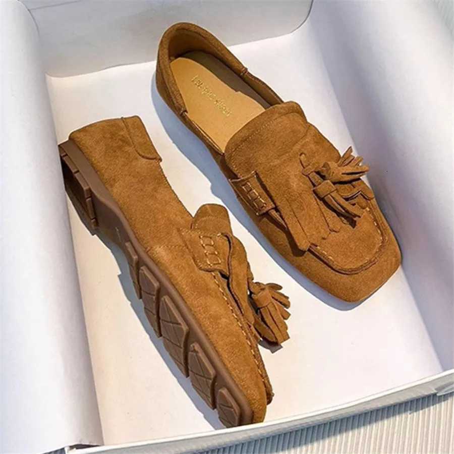 Fringed Women Ballet Flats Square Toe Walking Driving Shoes Ladies Comfortable Vai Loafers Tassels Flat EspadrillesXJ250919