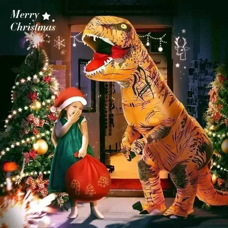 2024 Childrens and Adult Unisex Inflatable Dinosaur Tyrannosaurus Rex Role Playing Costume Halloween Performance Costume L250918