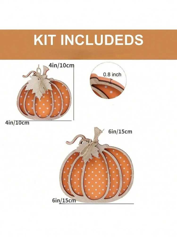 3pcs Fall Decor Wooden Autumn Pumpkin Fall Decorations For Home Shelf Mantel Table Decor Pumpkins Of Three Sizes Fall Season C250919