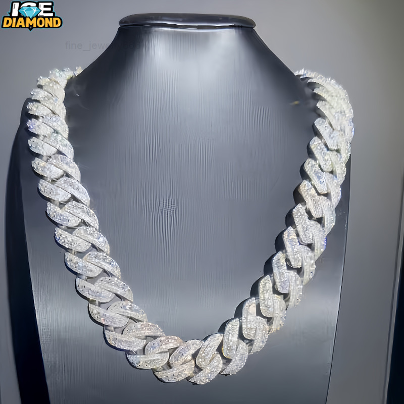 Diamond Tester 925 Sterling Silver Cuban Chain New Design Rose Gold VVS Moissanite Cuban Chain Necklace High Jewelry