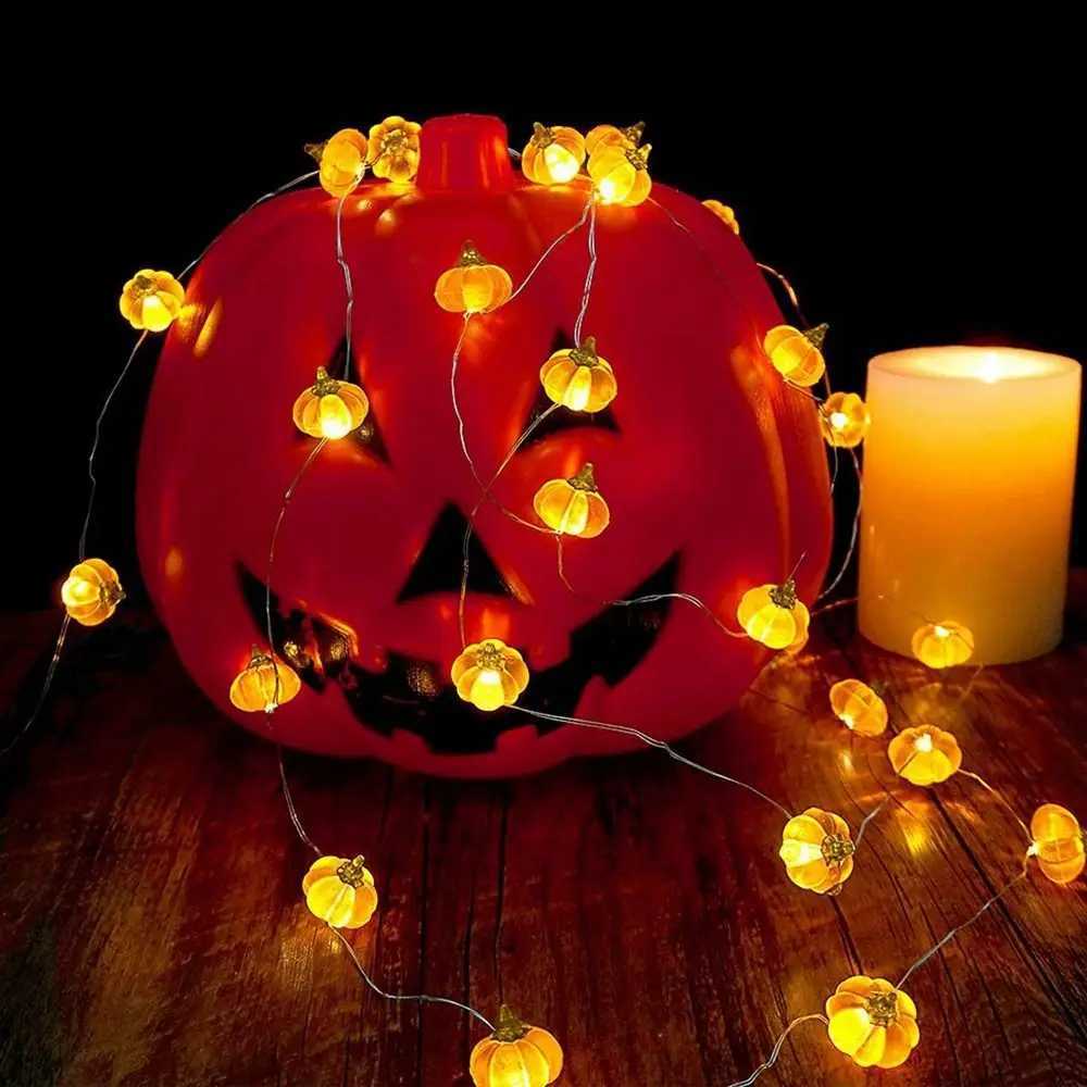 Portable LED Pumpkin Lantern String 3D Glowing Pumpkin Light Hanging Halloween LED String Light Bar C250919