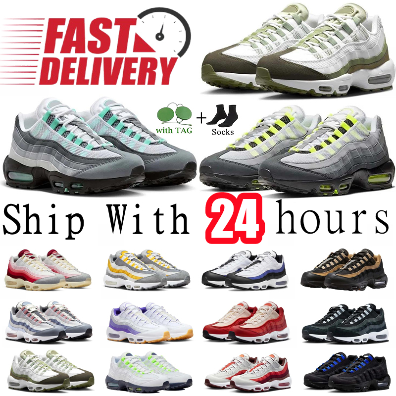 designer shoes mens women running sneakers 95 95s Neon Classic Triple Black White Yellow Cool Grey Olive Midnight Navy sports trainers 36-46