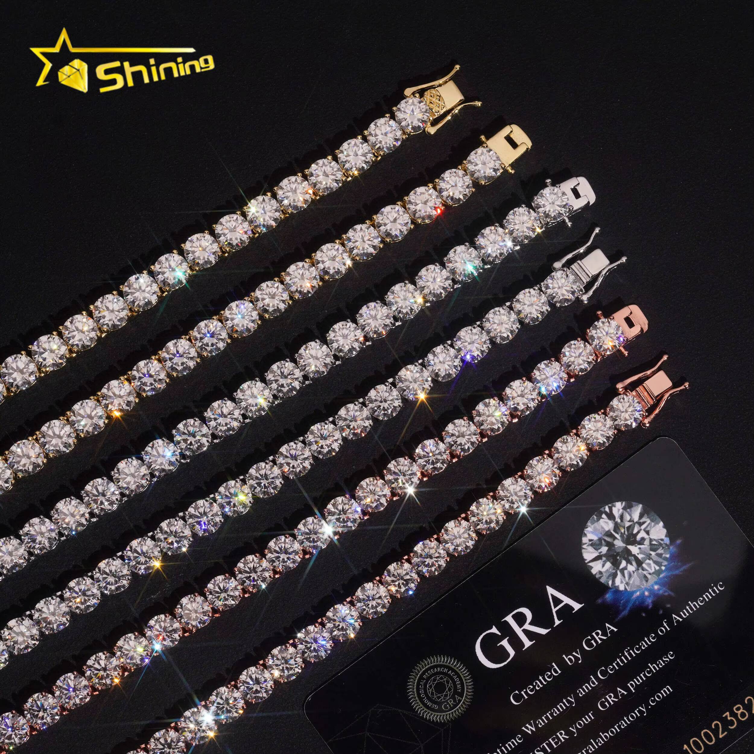 GRA Certificated 925 Sterling Silver Tennis VVS Moissanite Chains Hip Hop Men Women65MM Moissanite Tennis Necklace Fine Jewelry