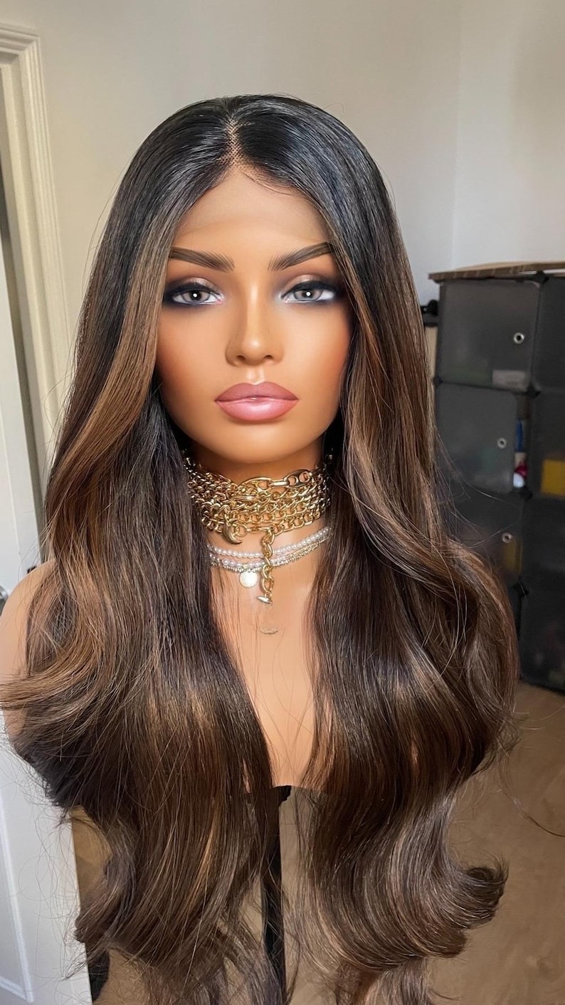 13x6 HD Lace Front Wig Human Hair Wig 30 Inch 13x4 Lace Frontal Wig Ombre Chocolate Brown Colored Brazilian Body Wave Human Hair Wigs for Women - view 5