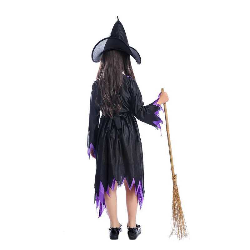 Girls Classic Wicked Bat Witch Cosplay Fancy Dress Kids Halloween Theme Party Costume L250918