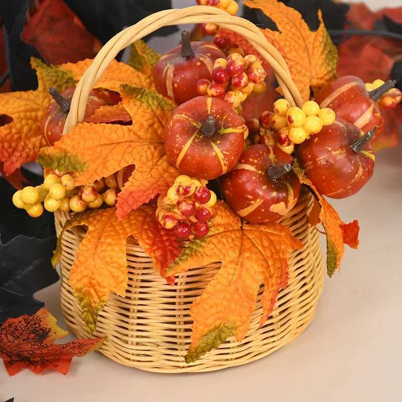 Artificial Maple Leaf Pumpkin Berry Branches Autumn Harvest Home Table Ornament DIY Thanksgiving Halloween Party Decorations C250919