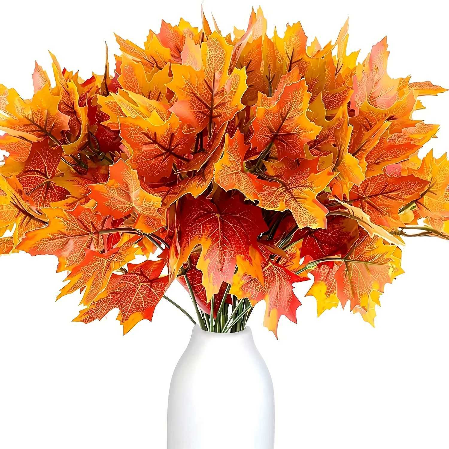 2pcs Artificial Flowers Maple Leaves Realistic Plastic Autumn Decor Vibrant Christmas Halloween Hues Home Decor in Living Rooms C250919