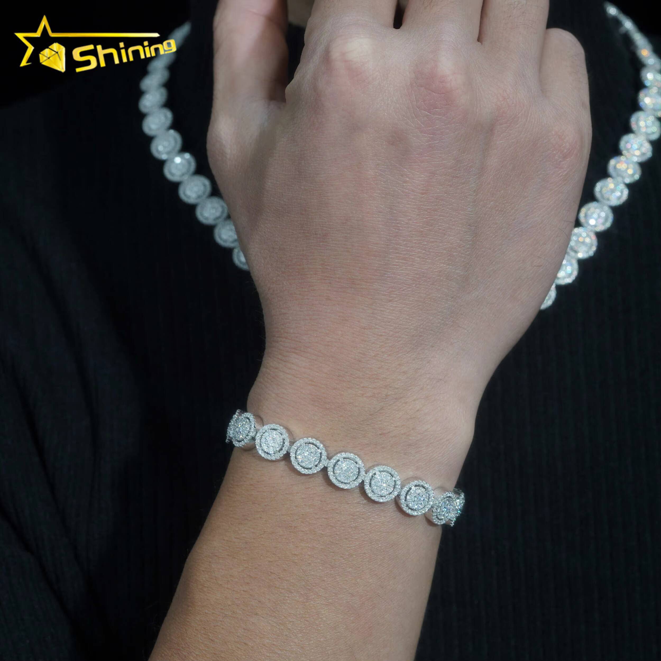 Good Price Moissanite Hip Hop Jewelry 10mm Round Bead Design Rapper Jewelry Necklace Iced Out Cuban Link Chain