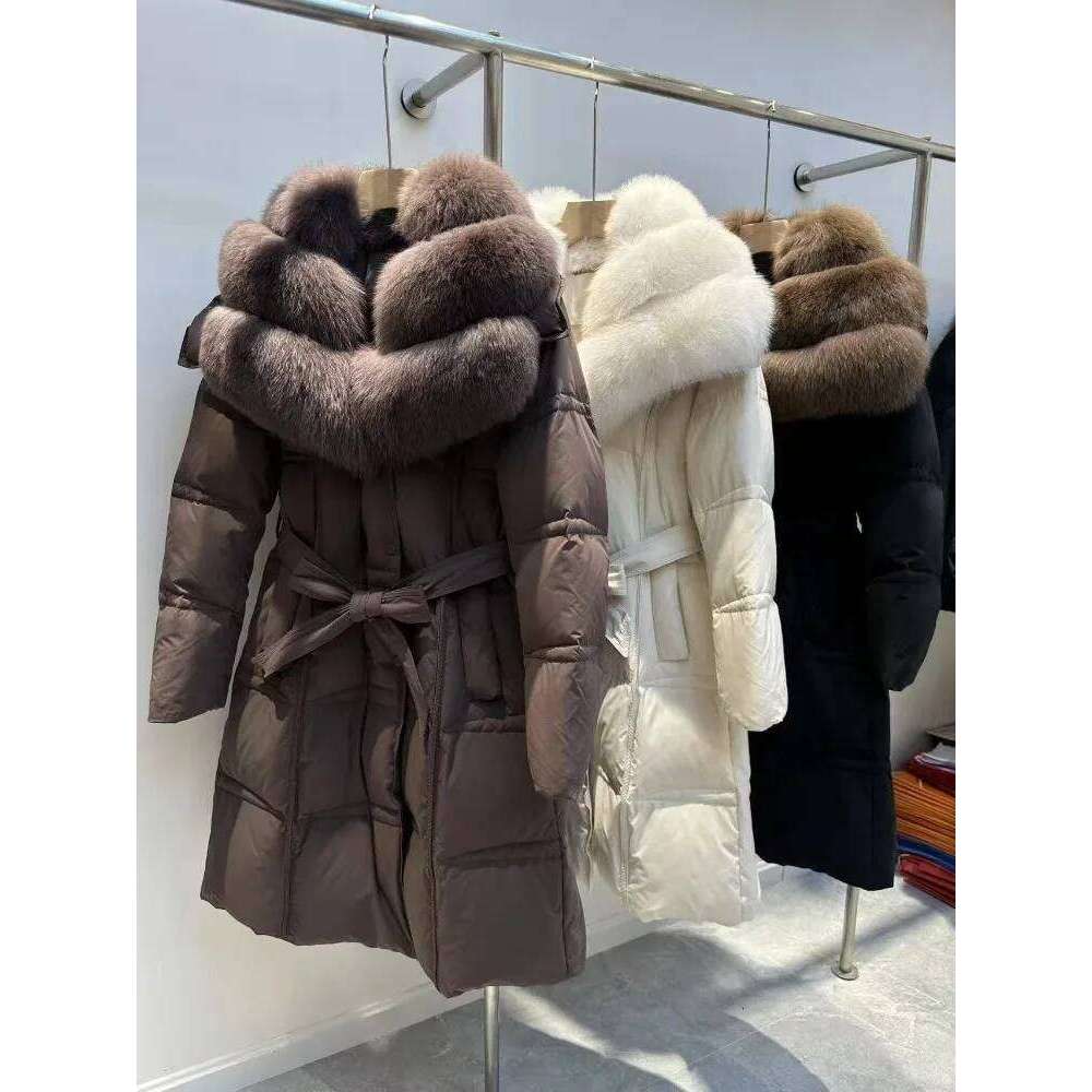Thick Warm Long Real Fox Collar Down Coat New Autumn Winter Clothing Women Fashion Natural Fur Puffer Jacket Female