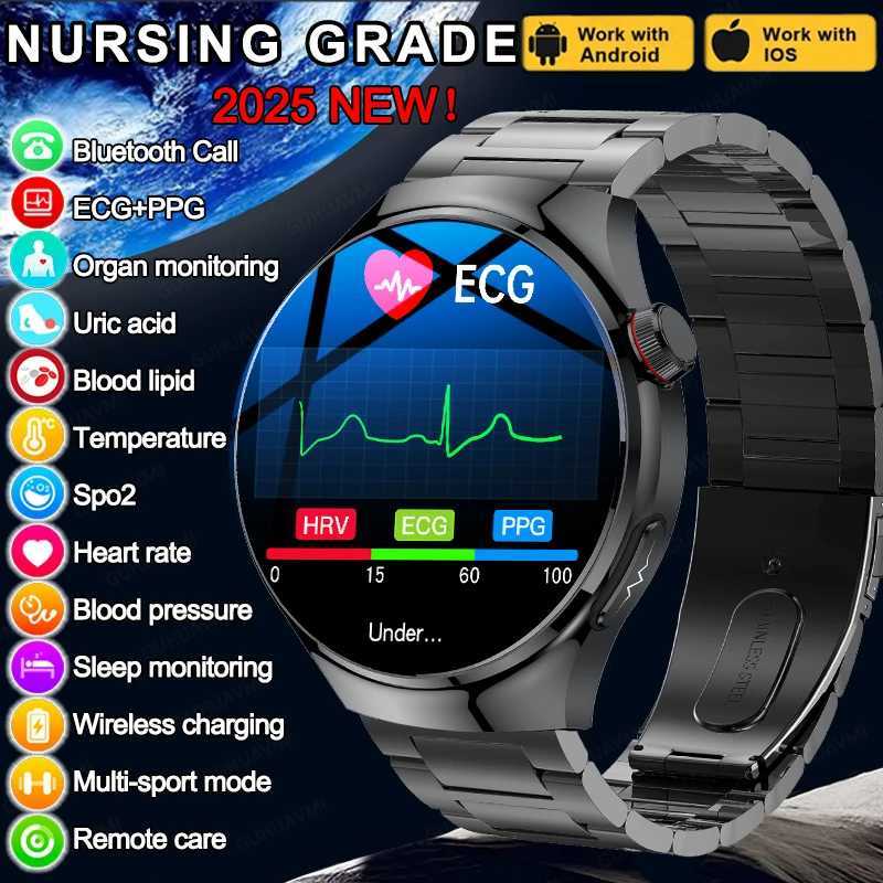 2025 New Nursing Grade Smart Watch Blood oxygen Blood Lipid Uric Acid ECGPPG Body Temperature Call Health Smartwatch Y250919