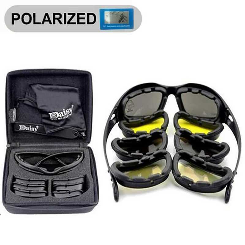 Daisy C5X7 Polarized Tactical Glasses Airsoft Sports Goggles 4 Lens Mens Sunglasses Army Military Shooting Protection Eyewear J250919
