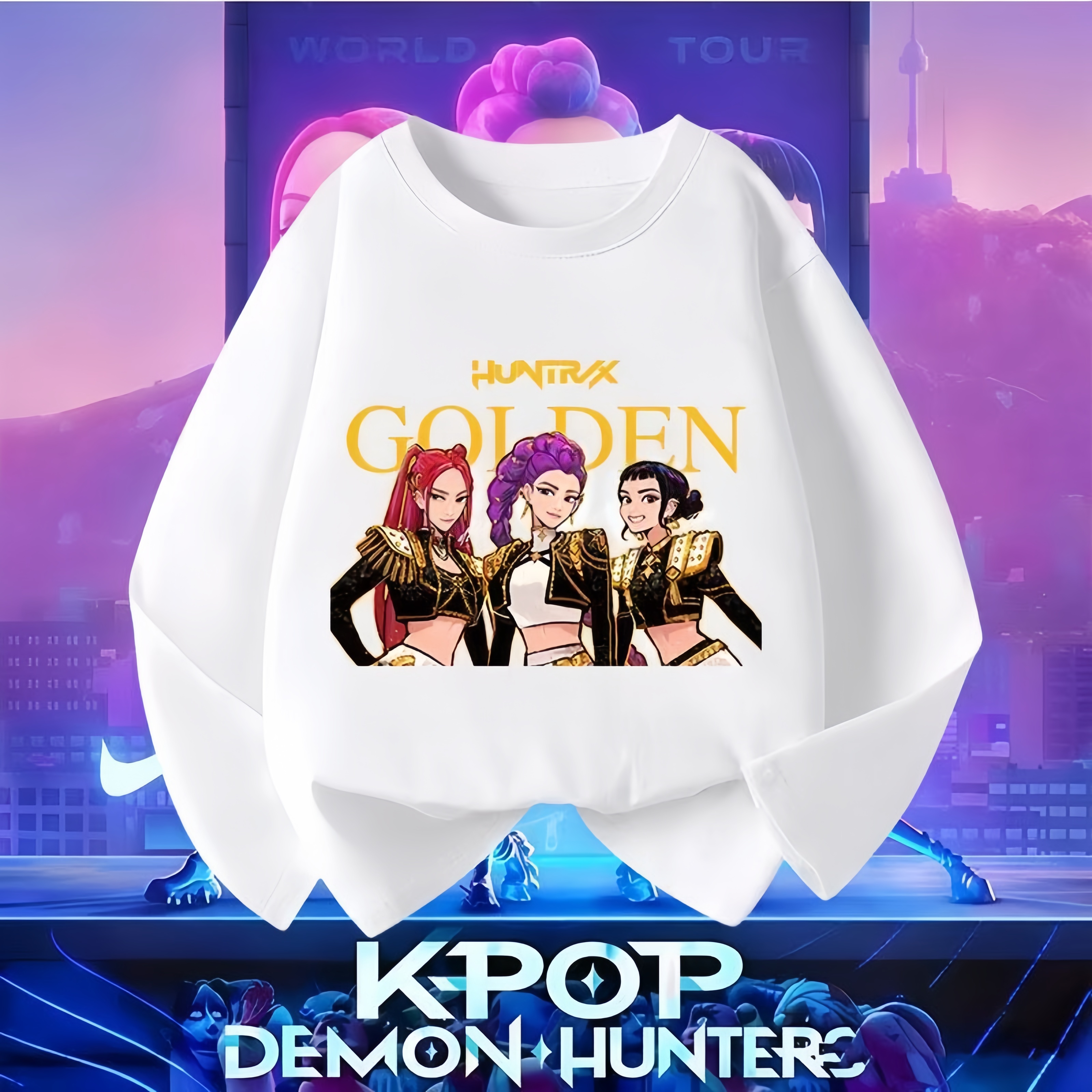 Hot Sale Kpop Demon Hunters 2025 New Model Girl's Long-sleeved T-shirt Pure Cotton Spring and Autumn Top Children's Undershirt Girl Thin