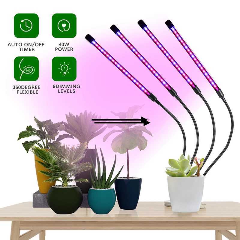 1234 Head LED Plant Grow Light With Clipon Plant Light 3 Light Color Switching USB Timable Dimming Full Spectrum Grow Lamp C250919