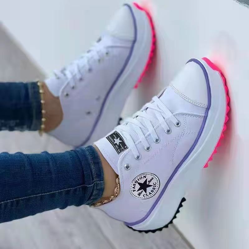 Casual Shoes Womens High-End Brand Sports Shoes Comfortable Breathable Ladies Canvas Shoes Casual Shoes Flat Lace Up for WomenL464