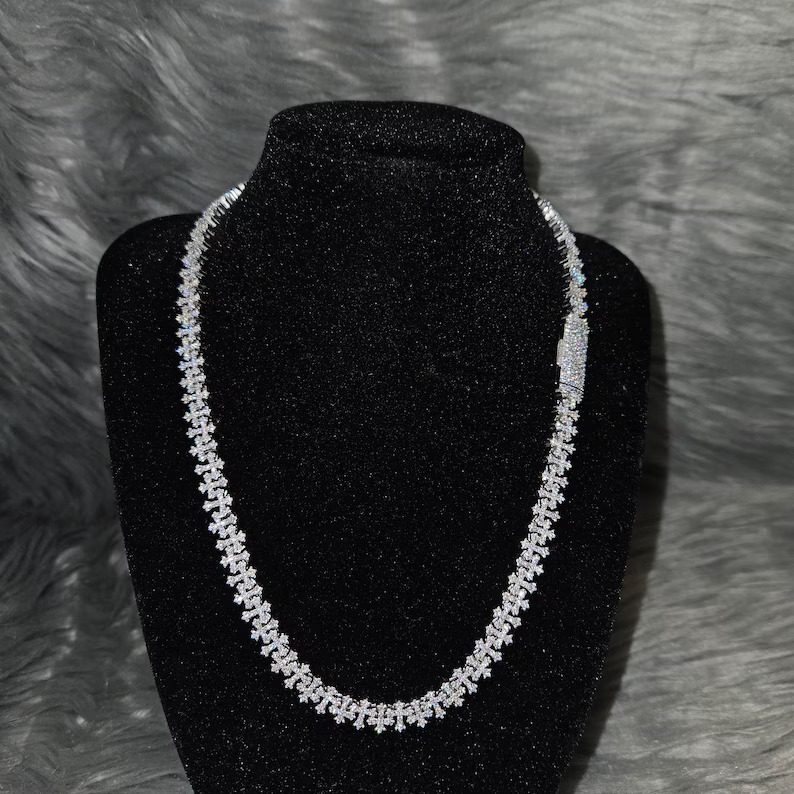 8mm Moissanite Men Chain 925 Sterling Silver Cross Shape Iced Out Hiphop VVS Moissanite Cuban Chain