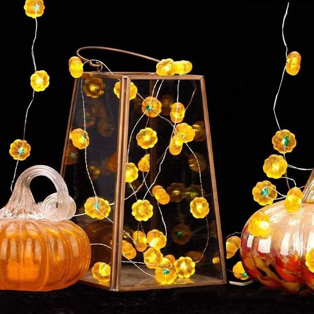 Portable LED Pumpkin Lantern String 3D Glowing Pumpkin Light Hanging Halloween LED String Light Bar C250919