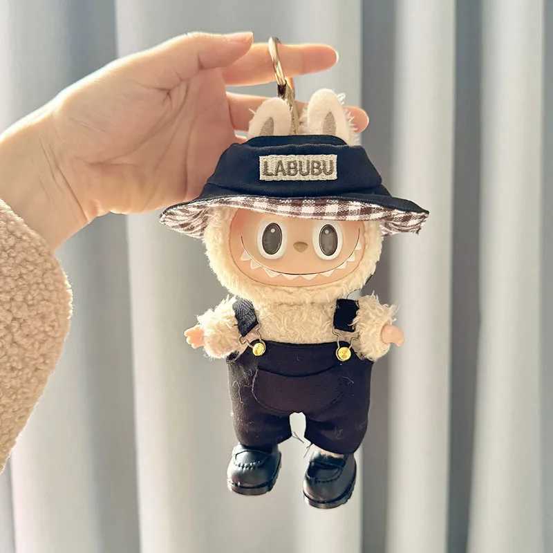 17cm Labubu Doll Clothes Denim Overalls Bucket Hat Set Monster Idol DIY Adventure DressUp for Kids Birthday Summer Party Gifts C250919