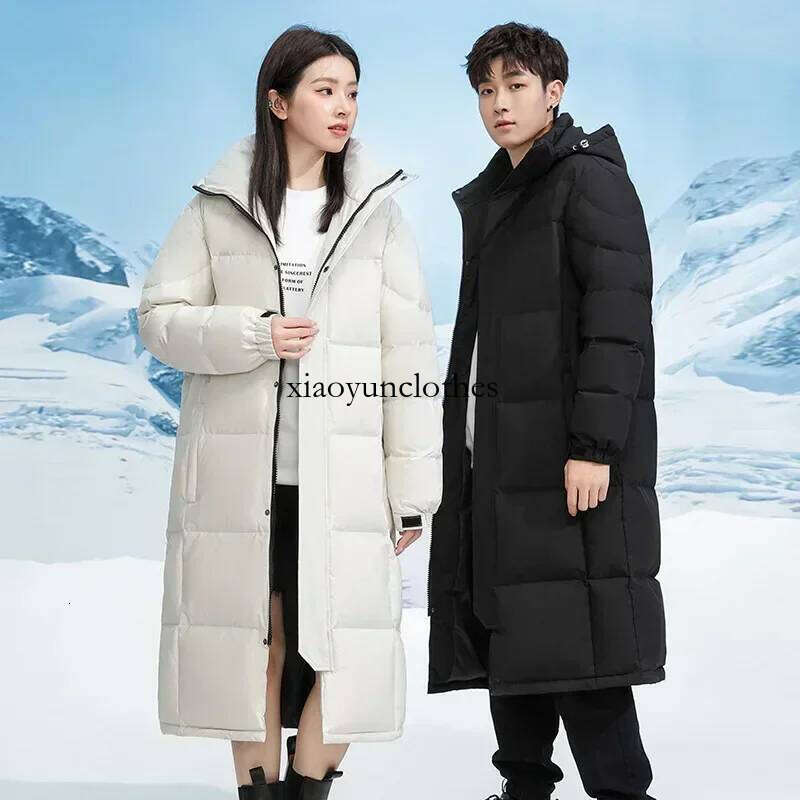 Winter Outdoor Mens Jacket High-quality Male White Duck Down Hooded Coat Snowfield Couples Long Thicked Warm Parkas 5XL