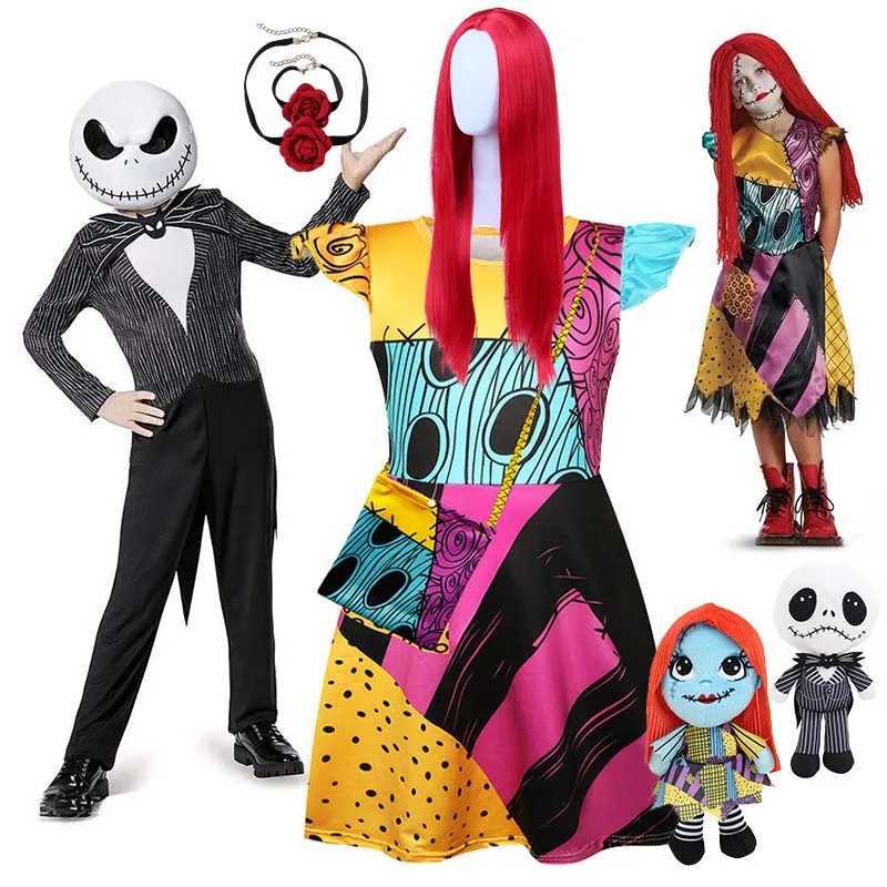 Baby Girls Halloween Cosplay Party Sally Dresses The Nightmare Before Christmas Anime Children Horror Cosplay Costume Outfit L250918