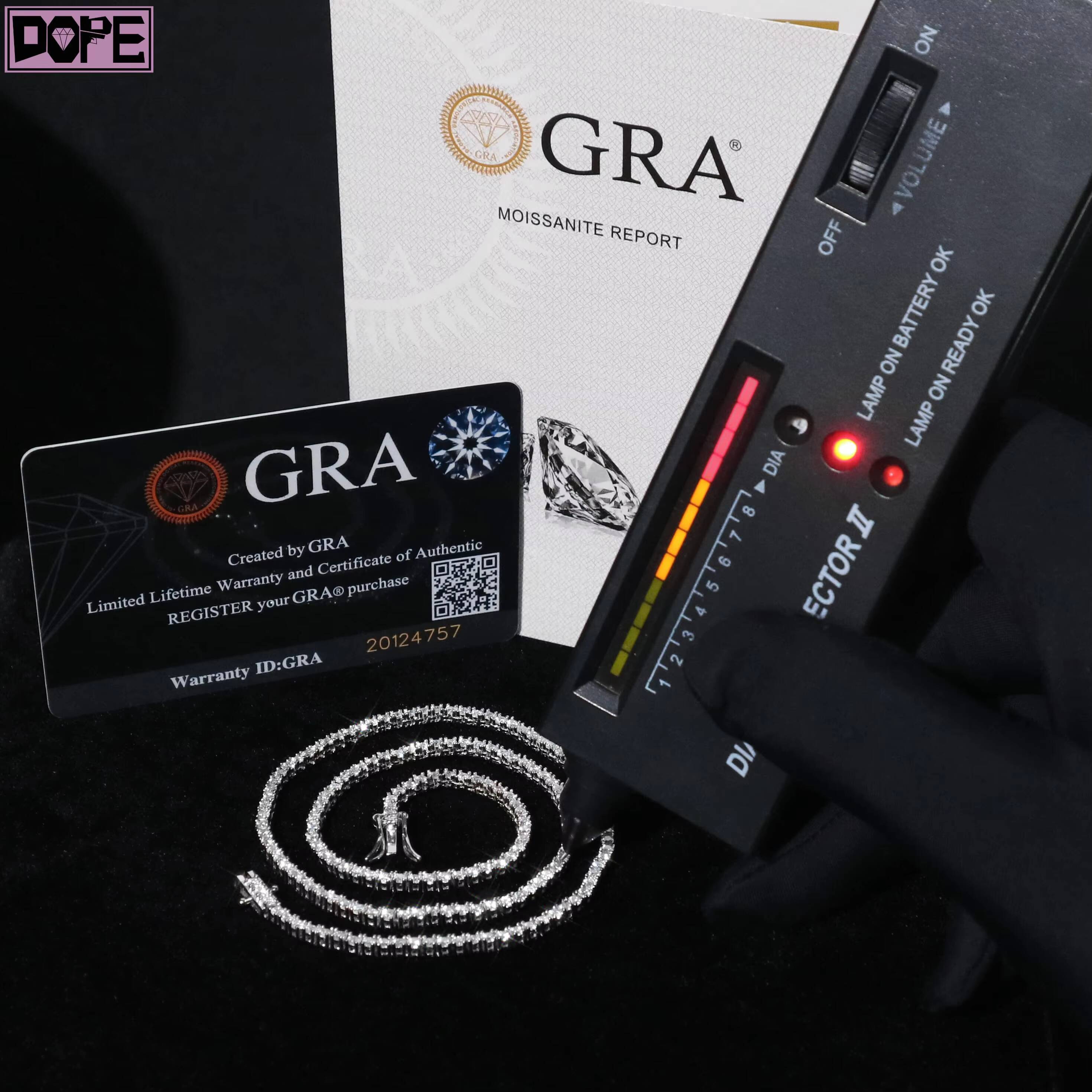 2MM Tennis Chain 925 Silver Tennis Necklace Iced Out Bling Hiphop Moissanite Tennis Chain