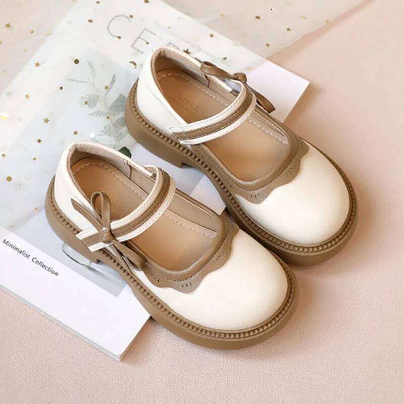 Fashion Girl School Patchwork Kid Princess for Children Shallow Toddler Ruffled Edge Leather Shoes Causal Mary Janes