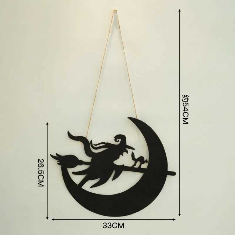 Halloween Hanging Door Sign Black Iron Wall Ornament for Window Porch Decor Sturdy Metal Decor Decorative Pendants C250919