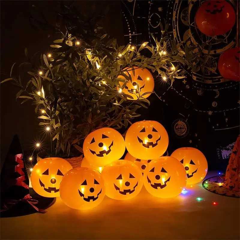 510pcs Halloween Pumpkin LED Luminous Latex Balloon Halloween Decoration Home Outdoor Halloween Pumpkin Decoration C250919