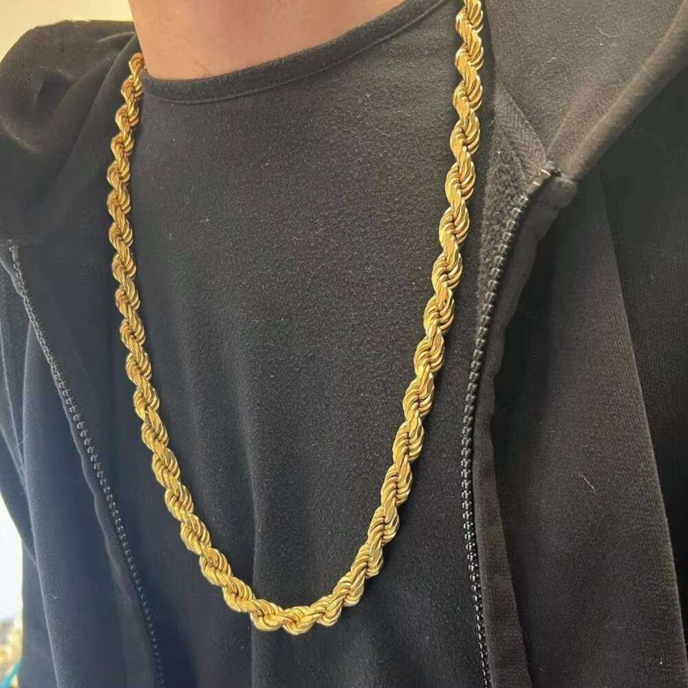 High Quality Moissanite Chain Customized Trend 4mm 6mm 7mm Rope Chain Hiphop 925 Silver Moissanite Rope Chain for Men