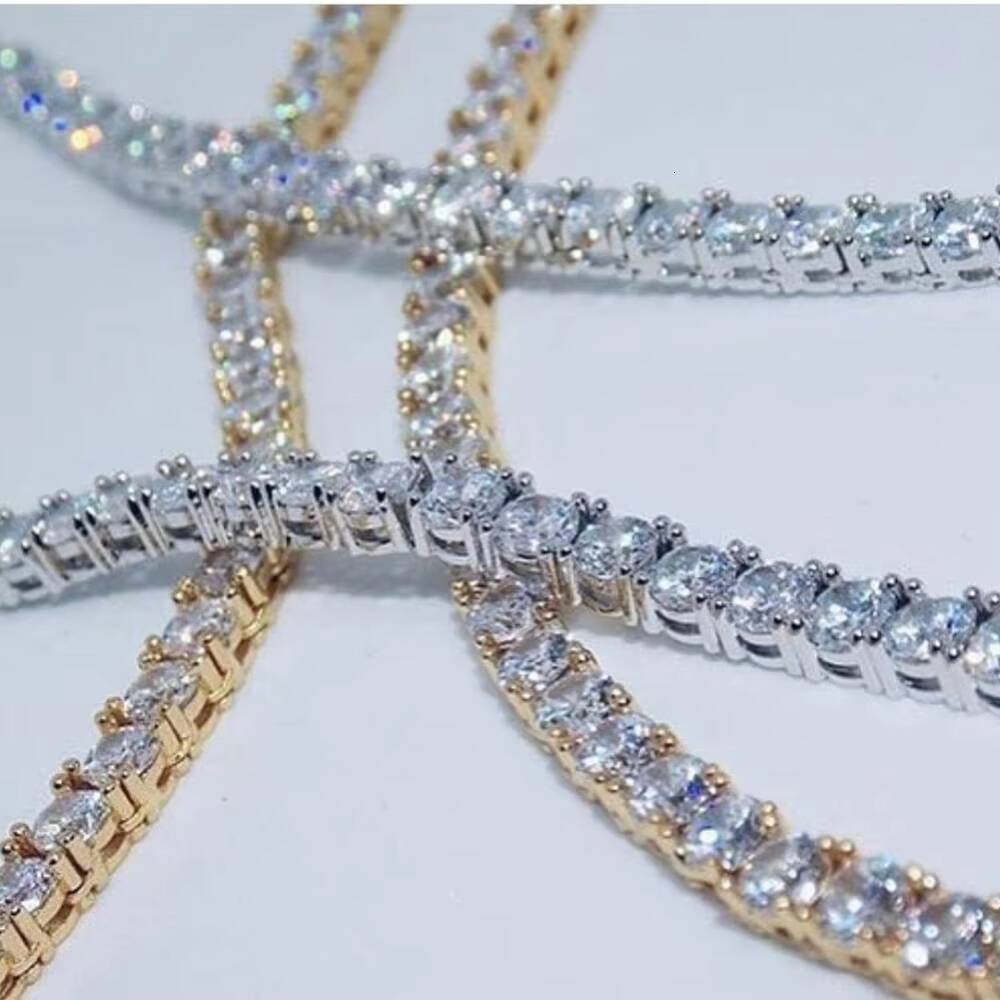 Hiphop Jewelry Tennis Chain 3mm 4mm 5mm VVS Necklace Iced Out Diamond 925 Silver Moissanite Tennis Chain