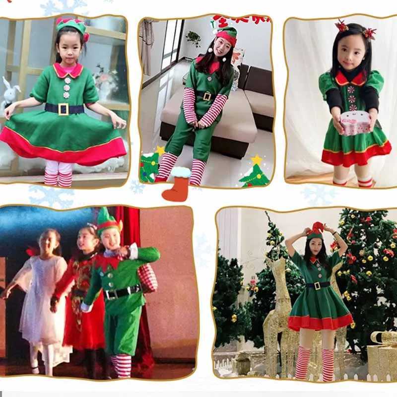 Christmas Halloween Cosplay Green elves Costume For Adult Kids New Year Carnival Party Santa Claus Dress Up Christmas Elf Outfit L250918