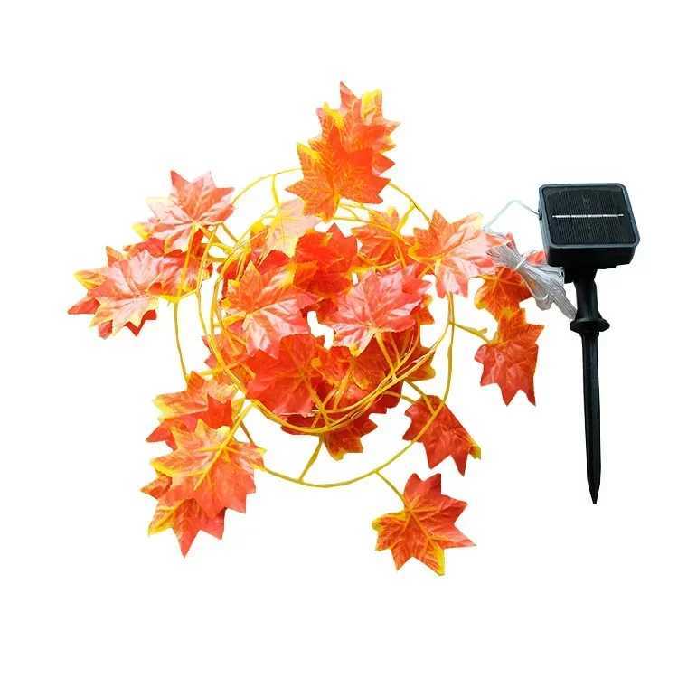 10M Solar Artificial Autumn Maple Leaves Garland Led Fairy Light for Christmas Decoration Thanksgiving Party DIY Decor Halloween C250919